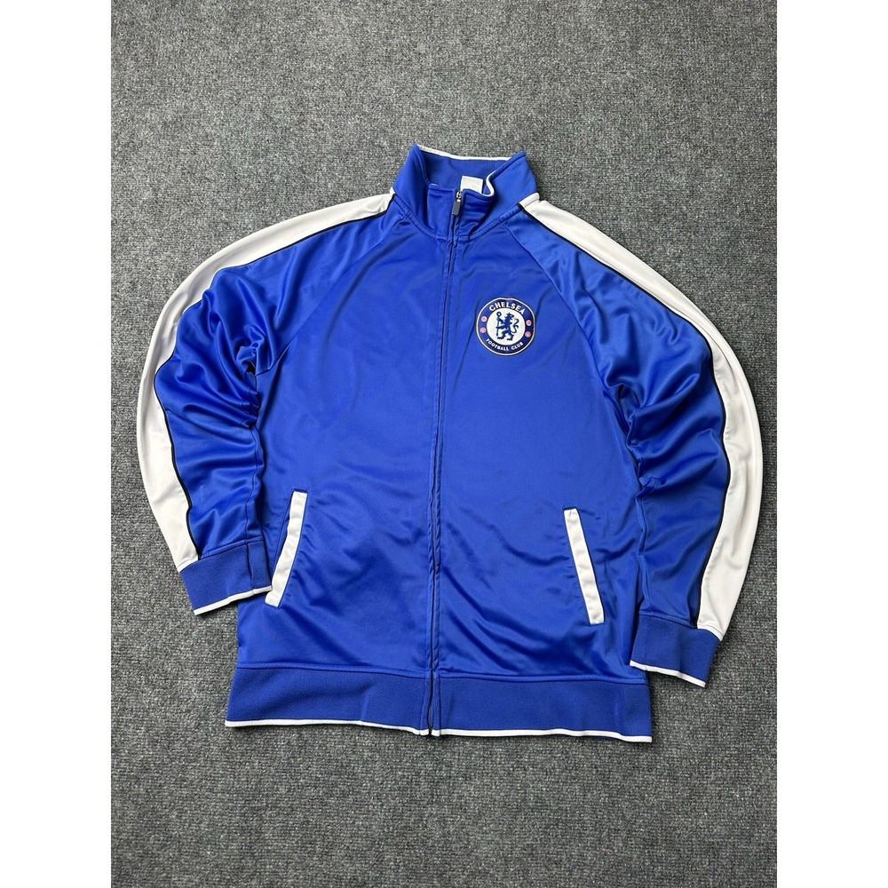 Mens Track Jacket Chelsea Football Club Blue Full Zip Logo, Size L